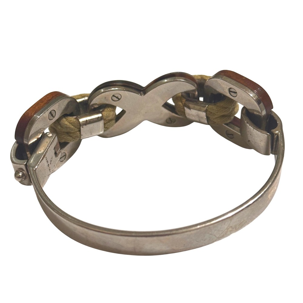 Rare Vintage Louis Vuitton Wood Tortoise Resin & Nautical‎ Rope Cuff Bracelet - Picture 4 of 11